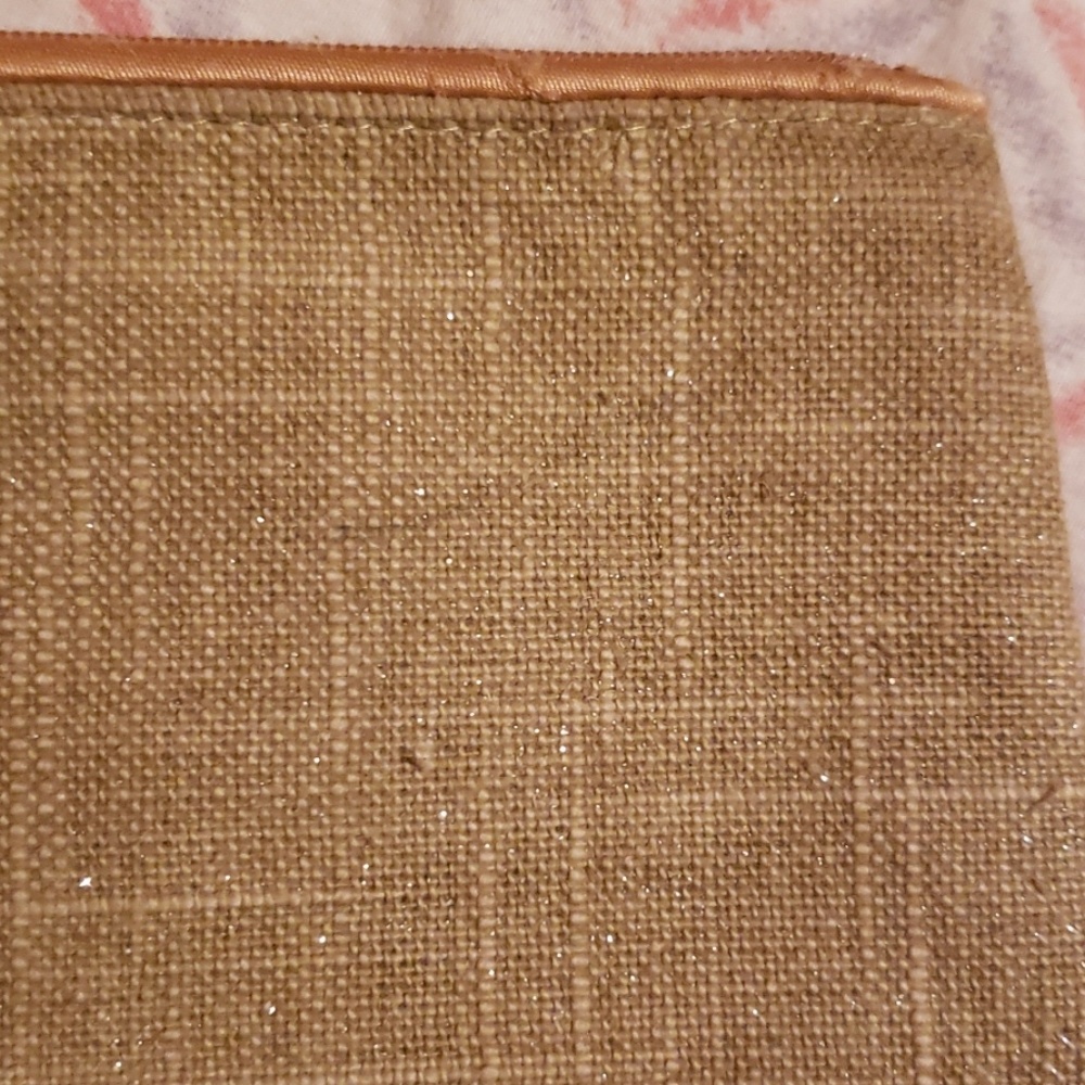 Linen & Sparkle Zip  Pouch Cosmetic Bag - Picture 6 of 8